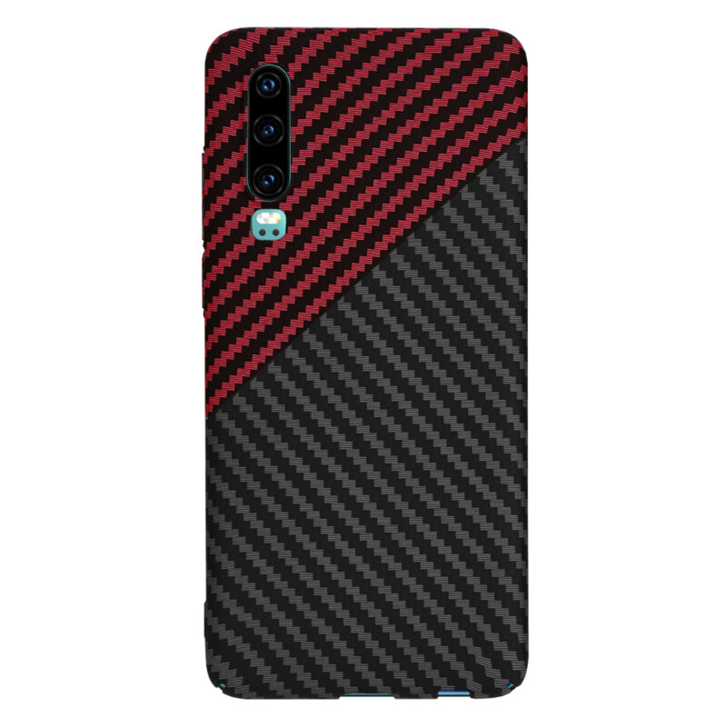 Husa Huawei P30 Techsuit Carbonite FiberShell, rosu inchis