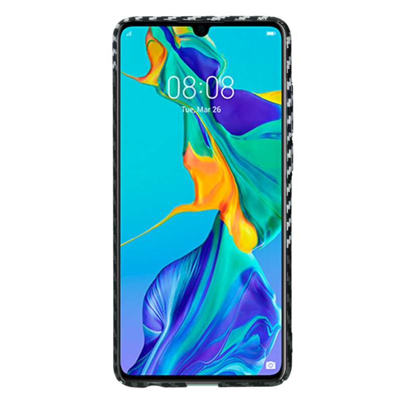 Husa Huawei P30 Techsuit Carbonite FiberShell, gri