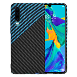 Husa Huawei P30 Techsuit Carbonite FiberShell, bleu