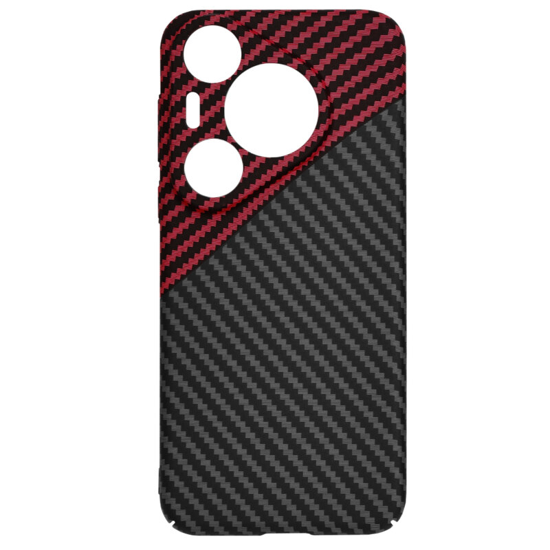 Husa Huawei Pura 70 Pro Techsuit Carbonite FiberShell, rosu inchis