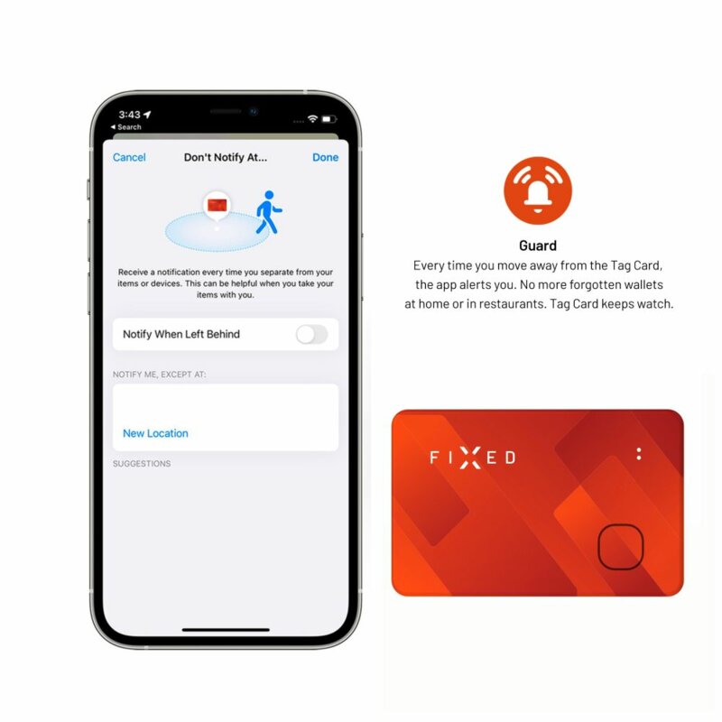 Dispozitiv anti-pierdere Fixed Tag Card, rosu, FIXTAG-CARD-OR