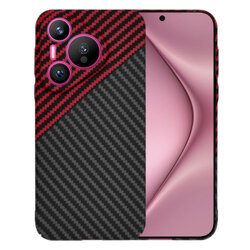 Husa Huawei Pura 70 Techsuit Carbonite FiberShell, rosu inchis