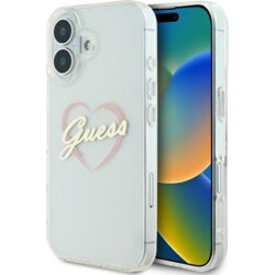 Husa Guess Hardcase IML Heart iPhone 16 Plus, transparenta, GUHCP16MHCHGSPT