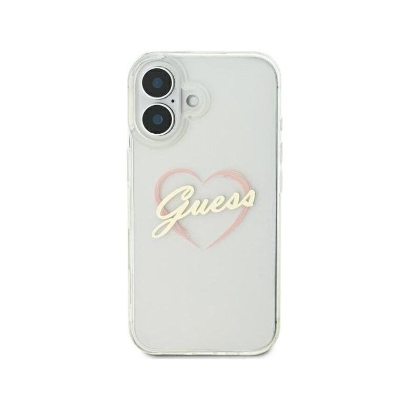 Husa Guess Hardcase IML Heart iPhone 16 Plus, transparenta, GUHCP16MHCHGSPT