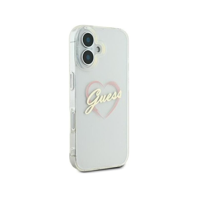 Husa Guess Hardcase IML Heart iPhone 16 Plus, transparenta, GUHCP16MHCHGSPT