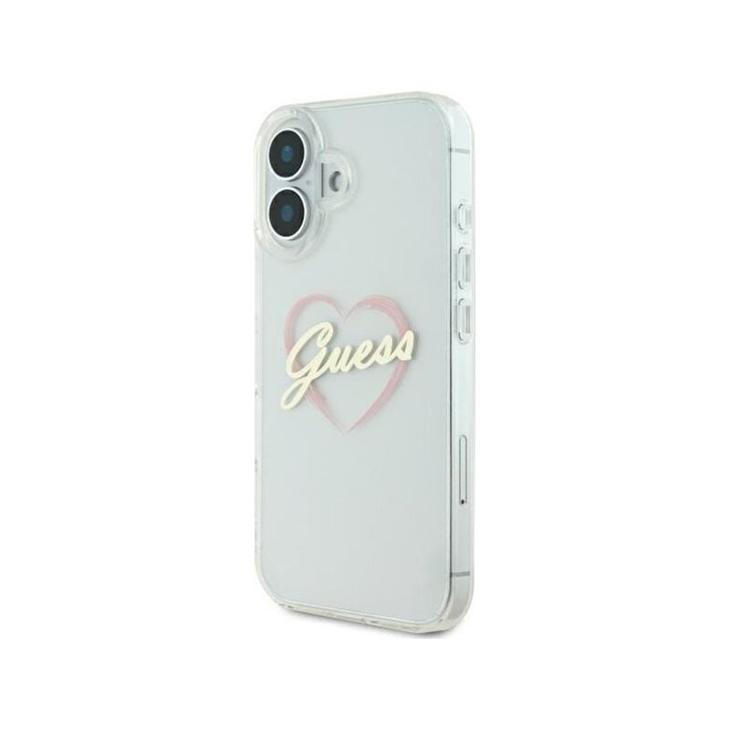 Husa Guess Hardcase IML Heart iPhone 16 Plus, transparenta, GUHCP16MHCHGSPT