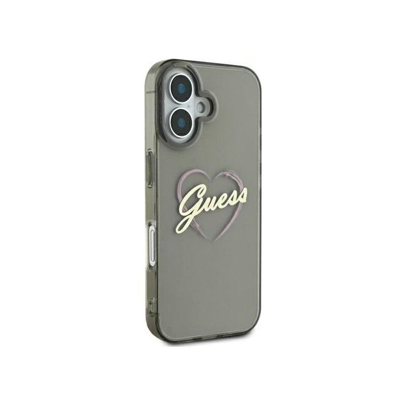 Husa Guess Hardcase IML Heart iPhone 16 Plus, negru, GUHCP16MHCHGSPK