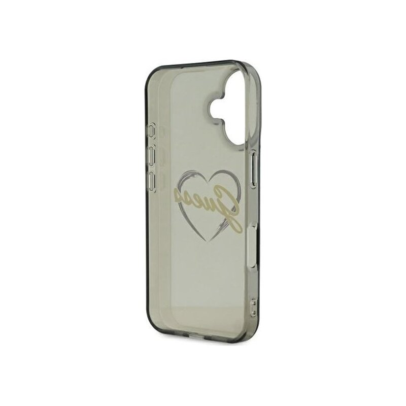Husa Guess Hardcase IML Heart iPhone 16 Plus, negru, GUHCP16MHCHGSPK