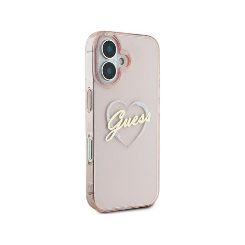 Husa Guess Hardcase IML Heart iPhone 16, roz, GUHCP16SHCHGSPP