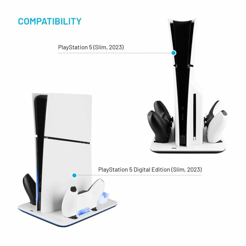 Statie racire PS5 Slim, incarcare controller Fixed, FIXPS5S-MCS-BW