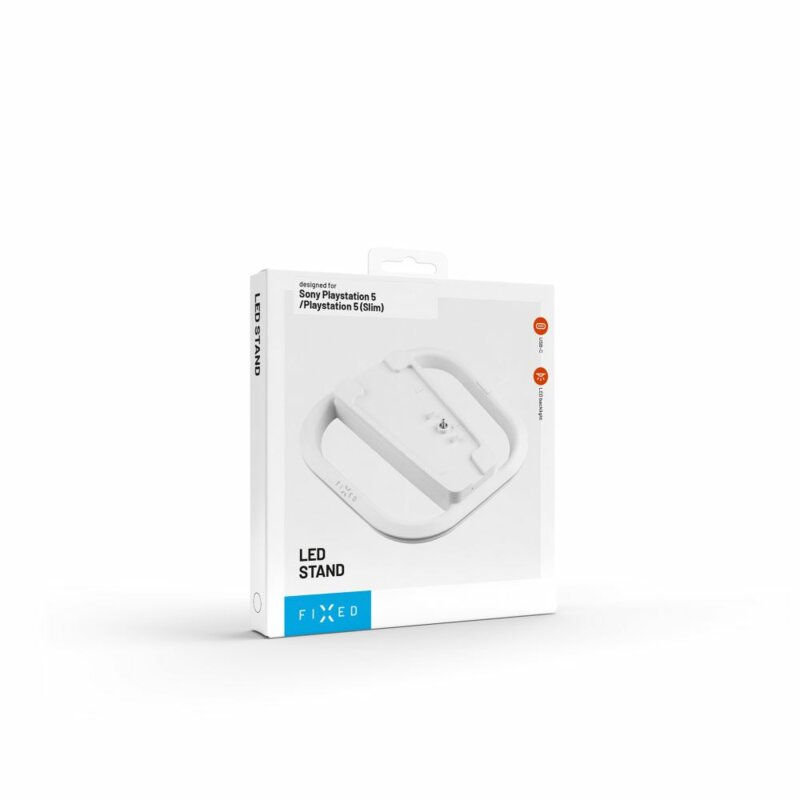 Suport PS5 / PS5 Slim cu LED Fixed, alb, FIXPS5-ST-WH