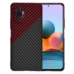 Husa Xiaomi Redmi Note 10 Pro Techsuit Carbonite FiberShell, rosu inchis