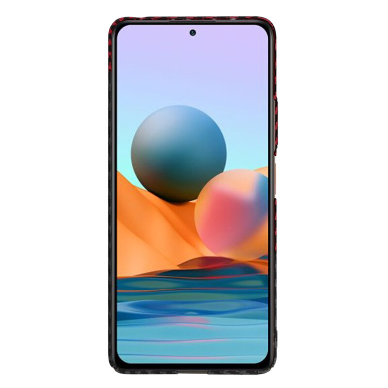 Husa Xiaomi Redmi Note 10 Pro Techsuit Carbonite FiberShell, rosu inchis