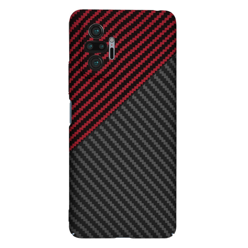 Husa Xiaomi Redmi Note 10 Pro Techsuit Carbonite FiberShell, rosu inchis