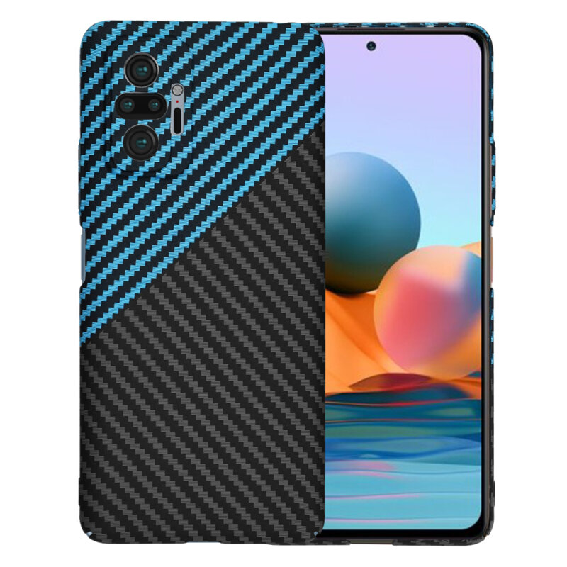 Husa Xiaomi Redmi Note 10 Pro Techsuit Carbonite FiberShell, bleu