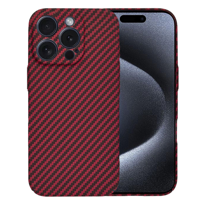 Husa iPhone 15 Pro Techsuit Carbonite FiberShell, rosu
