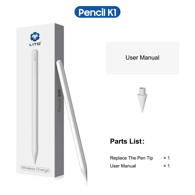 Stylus pen pentru iPad, 90mAh Lito, alb, K1