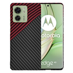 Husa Motorola Edge 40 Techsuit Carbonite FiberShell, rosu inchis