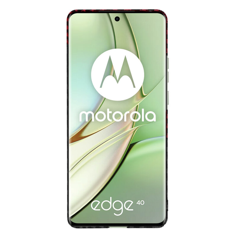 Husa Motorola Edge 40 Techsuit Carbonite FiberShell, rosu inchis