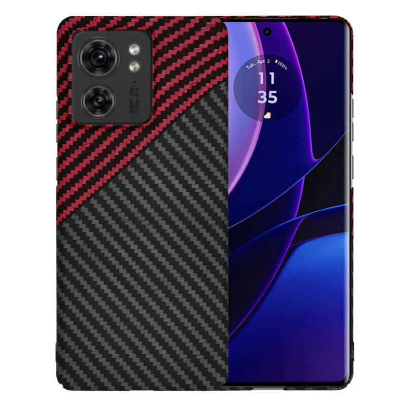 Husa Motorola Edge (2023) Techsuit Carbonite FiberShell, rosu inchis