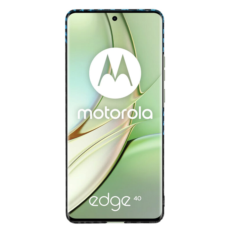 Husa Motorola Edge 40 Techsuit Carbonite FiberShell, bleu