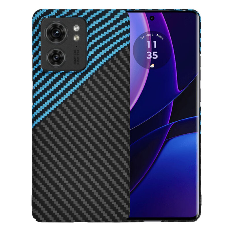 Husa Motorola Edge (2023) Techsuit Carbonite FiberShell, bleu