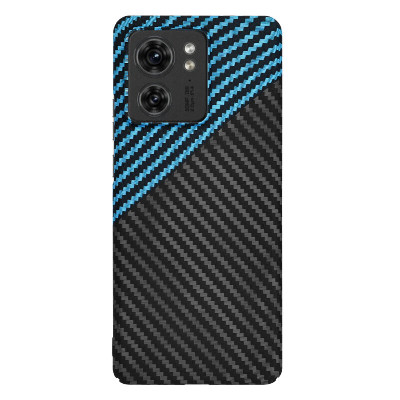 Husa Motorola Edge (2023) Techsuit Carbonite FiberShell, bleu
