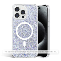 Husa cu sclipici Samsung Galaxy S25 Techsuit Sparkly Glitter, alb