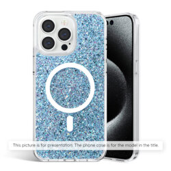 Husa cu sclipici Samsung Galaxy S25 Techsuit Sparkly Glitter, bleu