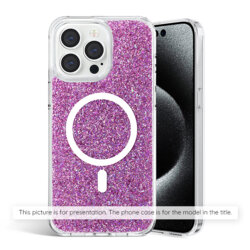 Husa cu sclipici Samsung Galaxy S25 Ultra Techsuit Sparkly Glitter, magenta