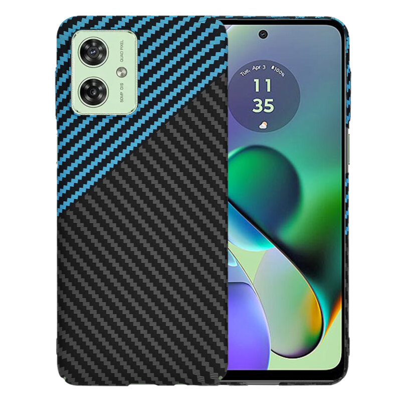 Husa Motorola Moto G54 Techsuit Carbonite FiberShell, bleu