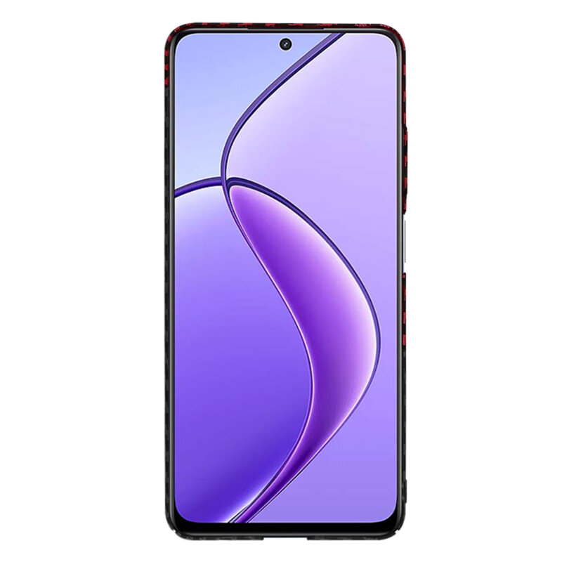 Husa Realme 12 Techsuit Carbonite FiberShell, rosu inchis
