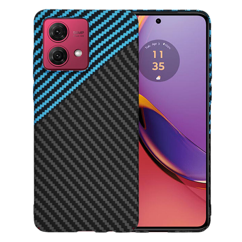 Husa Motorola Moto G84 Techsuit Carbonite FiberShell, bleu