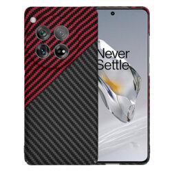 Husa OnePlus 12 Techsuit Carbonite FiberShell, rosu inchis