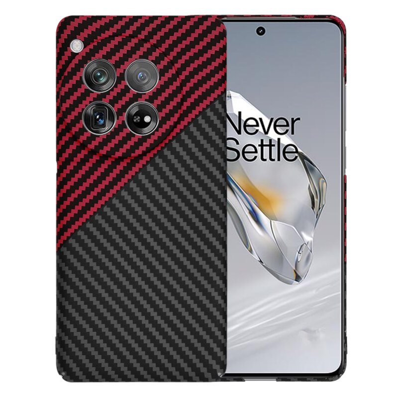 Husa OnePlus 12 Techsuit Carbonite FiberShell, rosu inchis