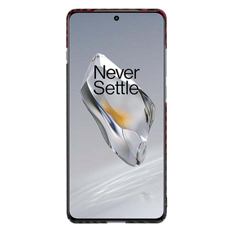 Husa OnePlus 12 Techsuit Carbonite FiberShell, rosu inchis