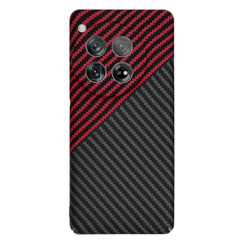 Husa OnePlus 12 Techsuit Carbonite FiberShell, rosu inchis