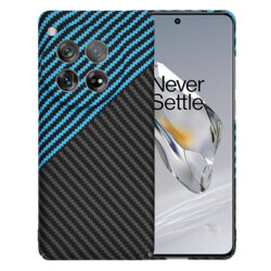 Husa OnePlus 12 Techsuit Carbonite FiberShell, bleu