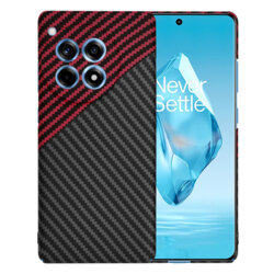 Husa OnePlus 12R Techsuit Carbonite FiberShell, rosu inchis