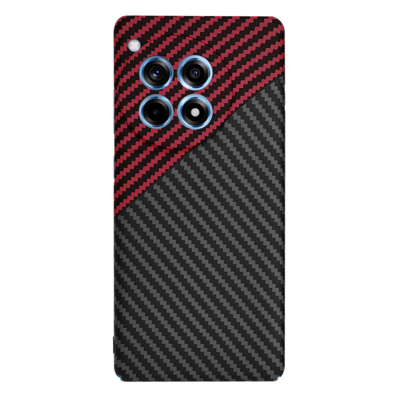 Husa OnePlus 12R Techsuit Carbonite FiberShell, rosu inchis