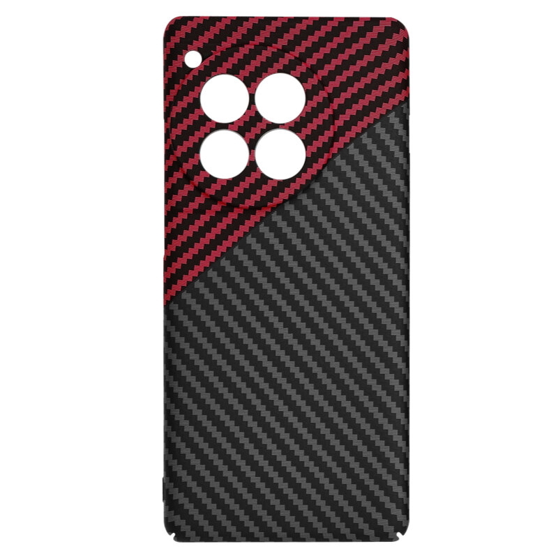 Husa OnePlus 12R Techsuit Carbonite FiberShell, rosu inchis