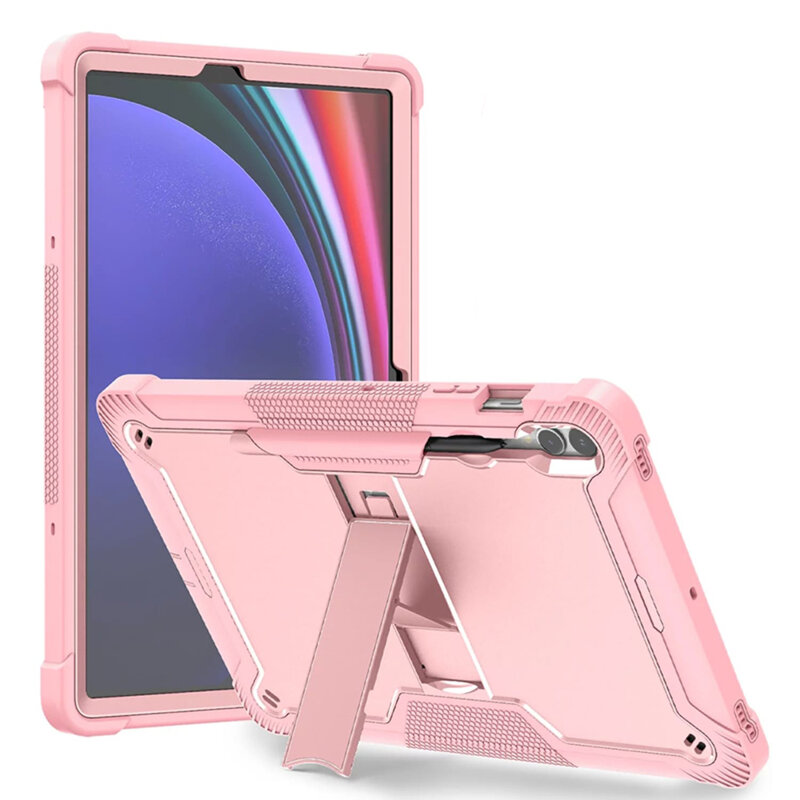 [Pachet 360°] Husa + folie sticla Samsung Galaxy Tab S10 Plus Techsuit Rugged TabShell, roz