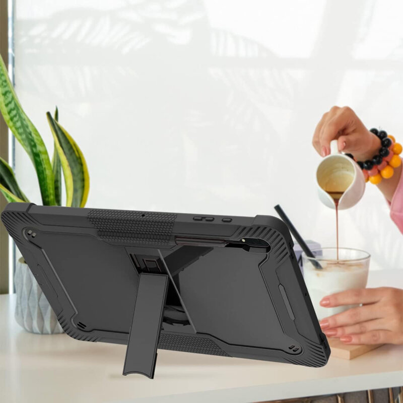 [Pachet 360°] Husa + folie sticla Samsung Galaxy Tab S10 Ultra Techsuit Rugged TabShell, negru