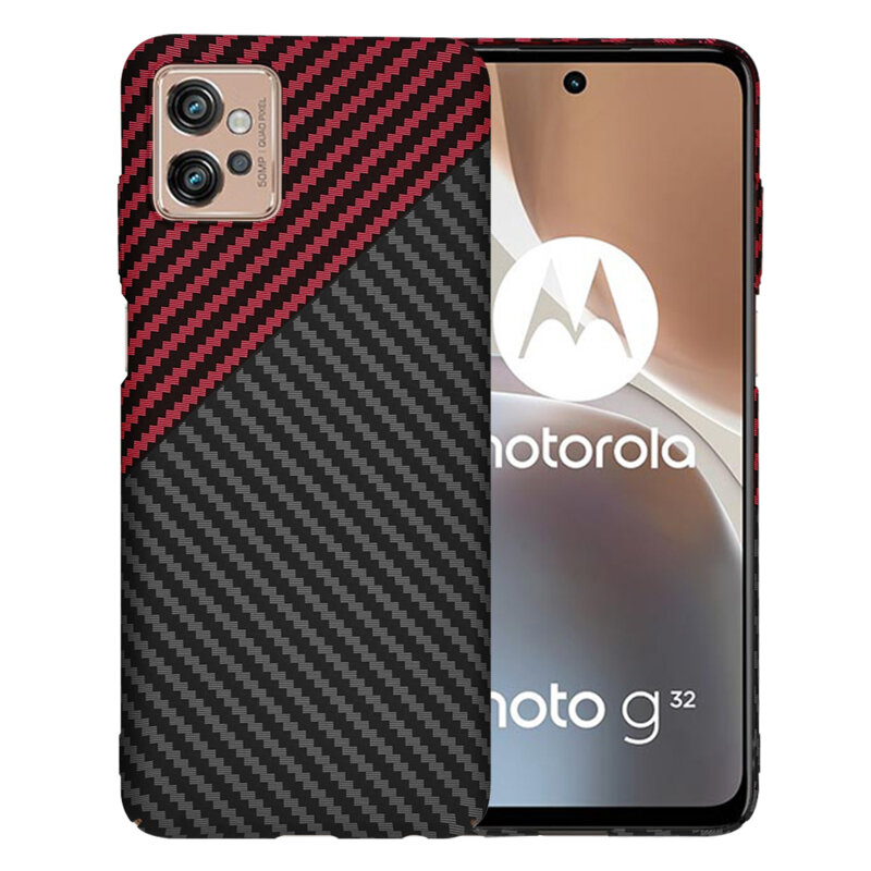 Husa Motorola Moto G32 Techsuit Carbonite FiberShell, rosu inchis