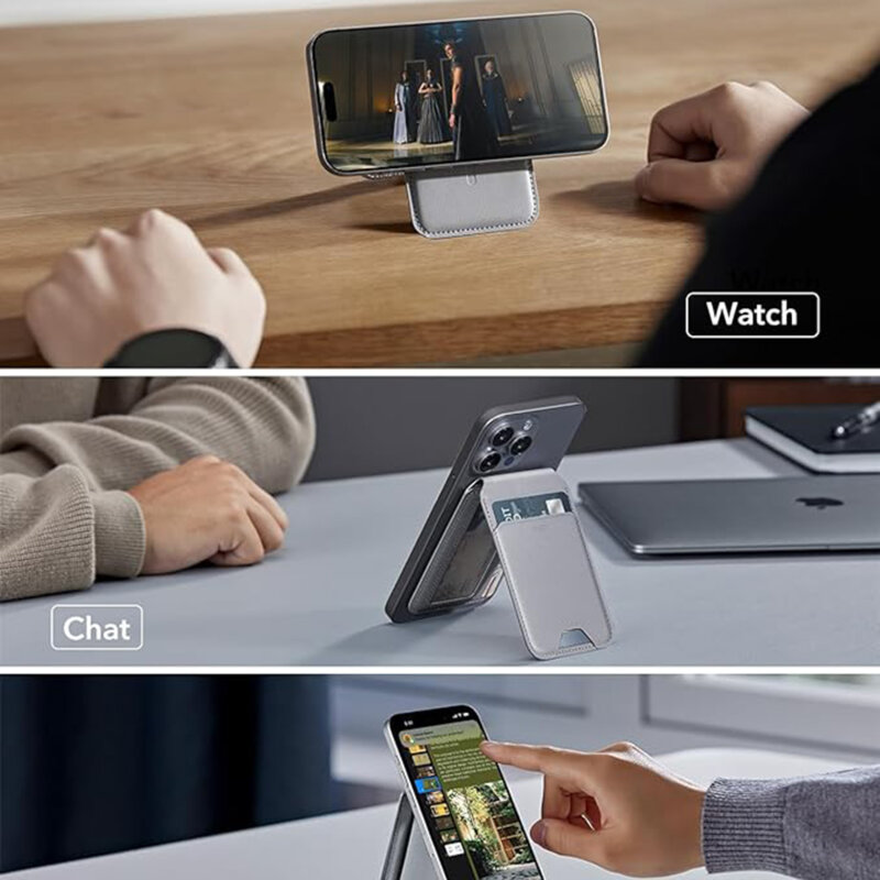 Portofel MagSafe pentru telefon, suport birou ESR HaloLock, gri