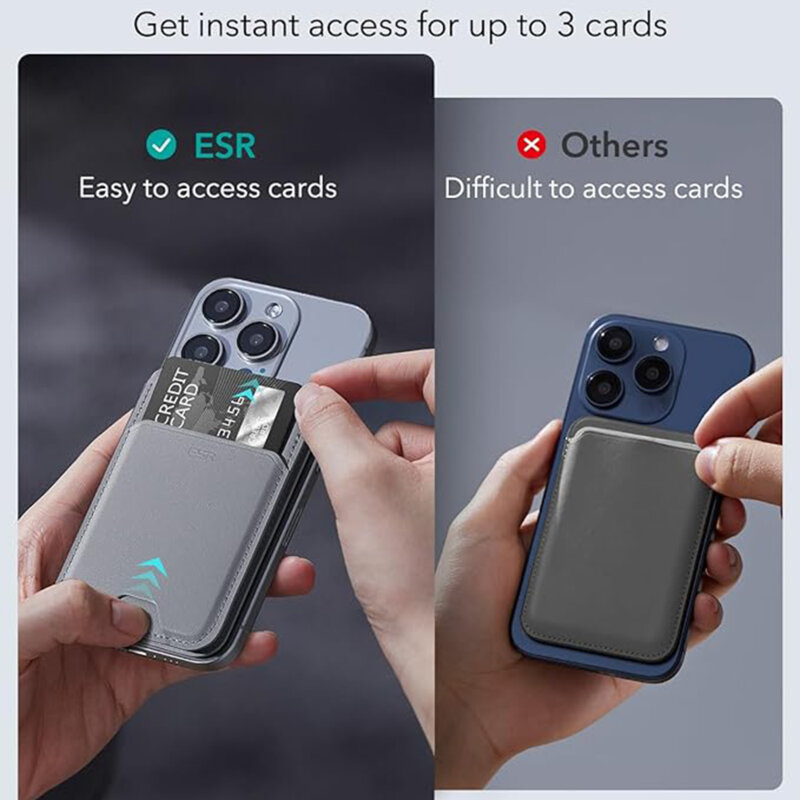 Portofel MagSafe pentru telefon, suport birou ESR HaloLock, gri