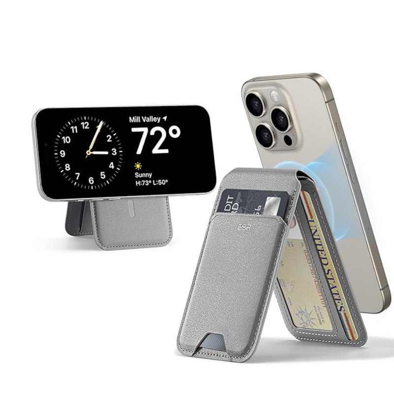 Portofel MagSafe pentru telefon, suport birou ESR HaloLock, gri