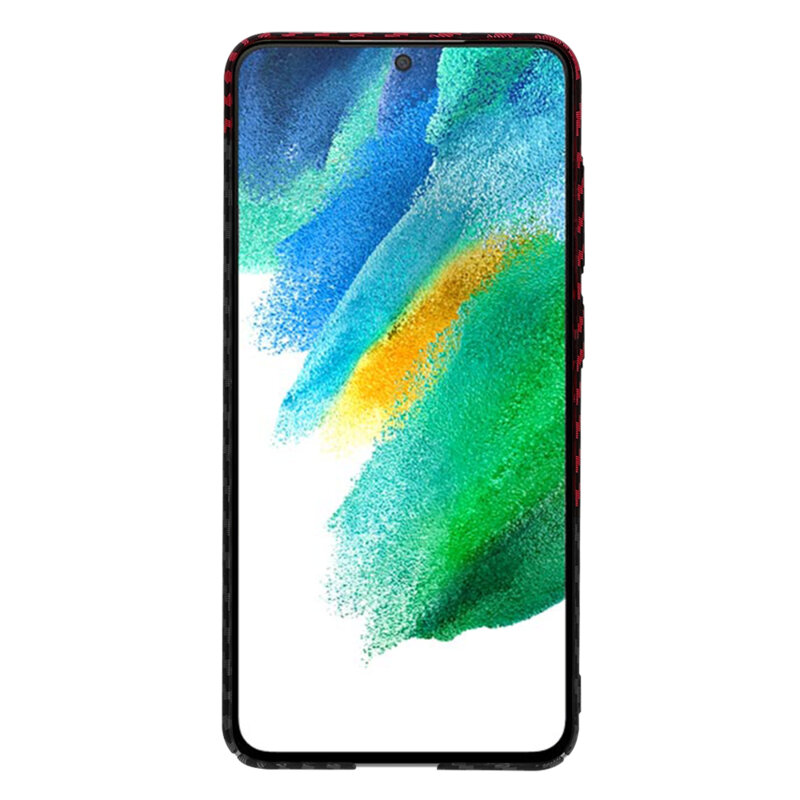 Husa Samsung Galaxy S21 FE 5G Techsuit Carbonite FiberShell, rosu inchis