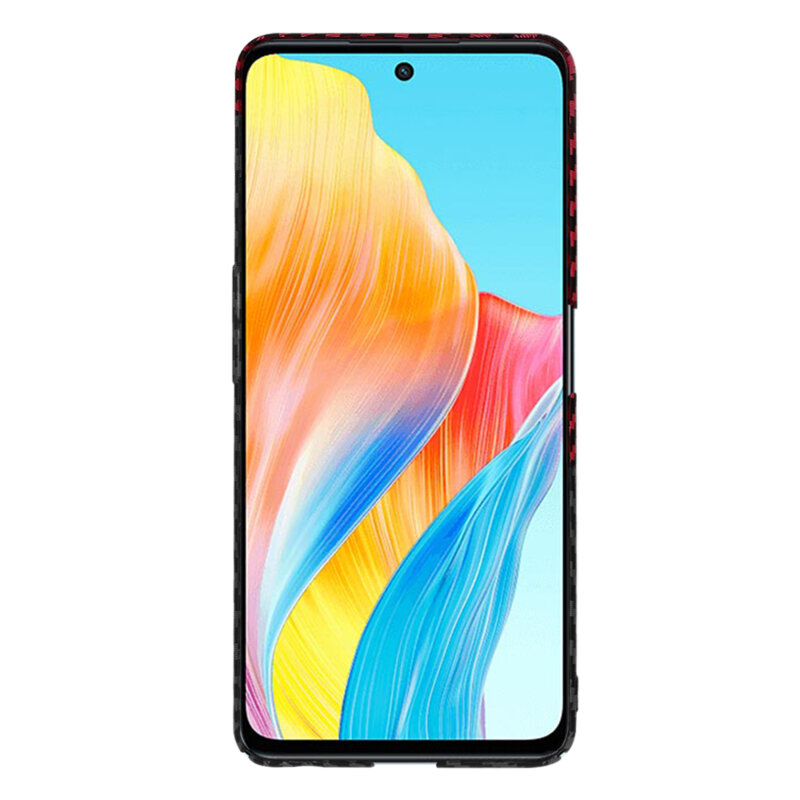 Husa Oppo A98 5G Techsuit Carbonite FiberShell, rosu inchis