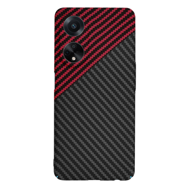 Husa Oppo A98 5G Techsuit Carbonite FiberShell, rosu inchis
